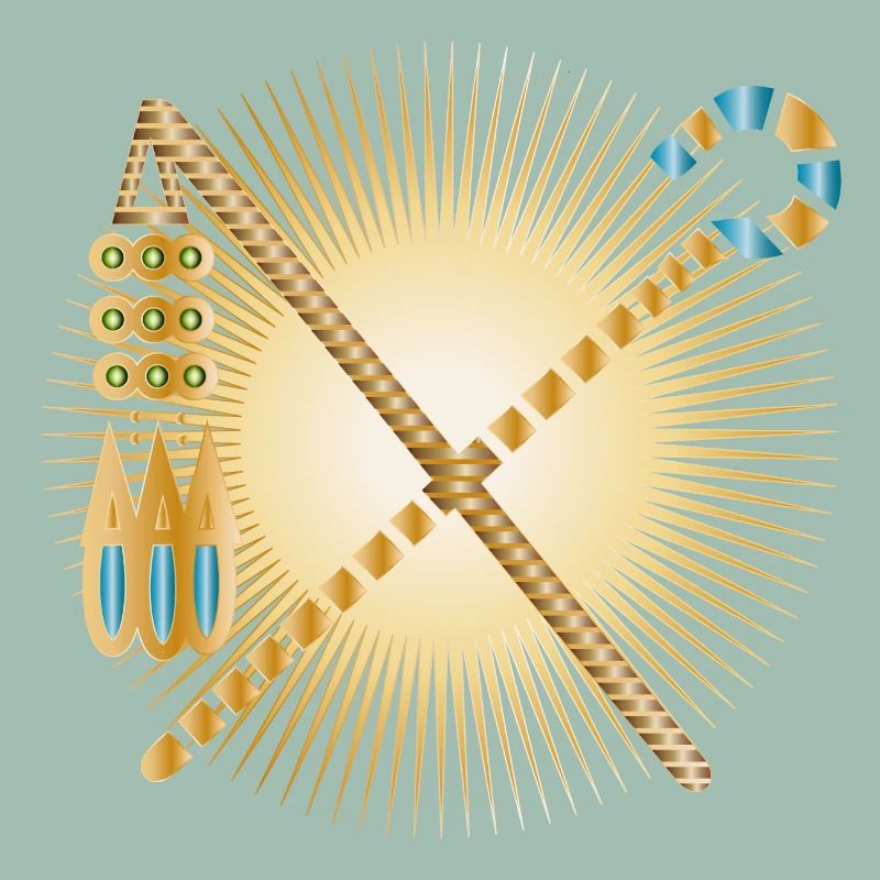 radiant hook & threshing flail pharaohs sceptre