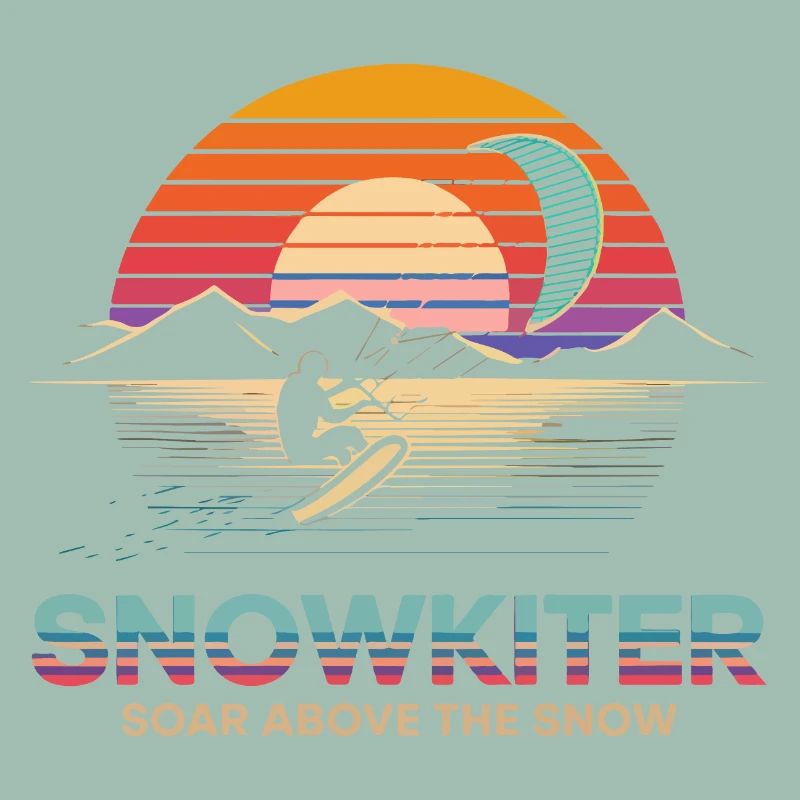 Conception d’aventure de snowboard au coucher du soleil