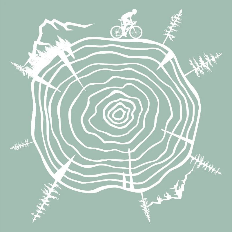 Nature-Inspired Tree Ring Bicycle Scene