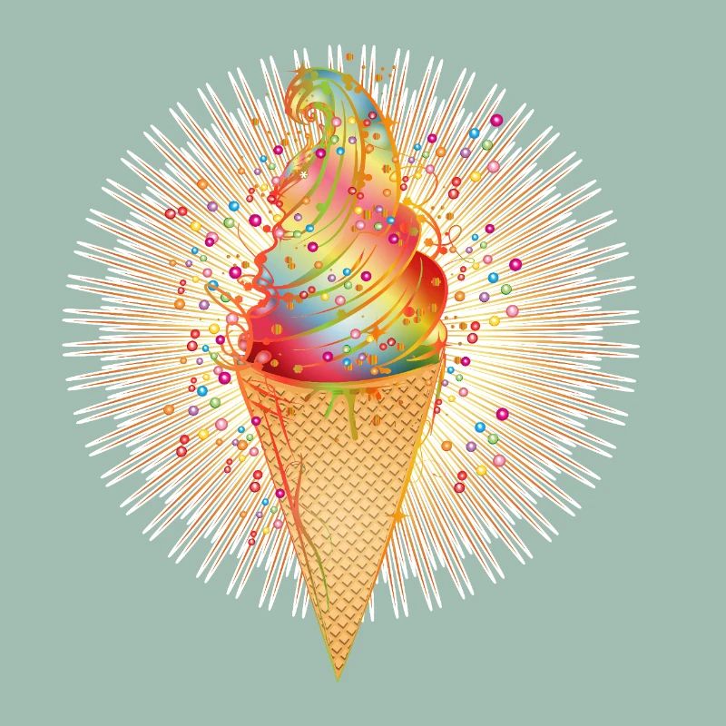 Fröhliches Softeis-Motiv mit Regenbogenfarben