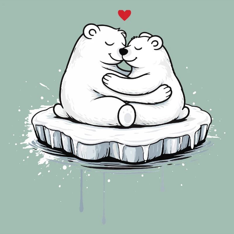 Zwei kuschelnde Eisbären auf Eisscholle 