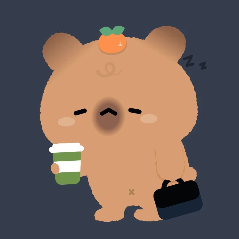 Müde Capybara mit Kaffee