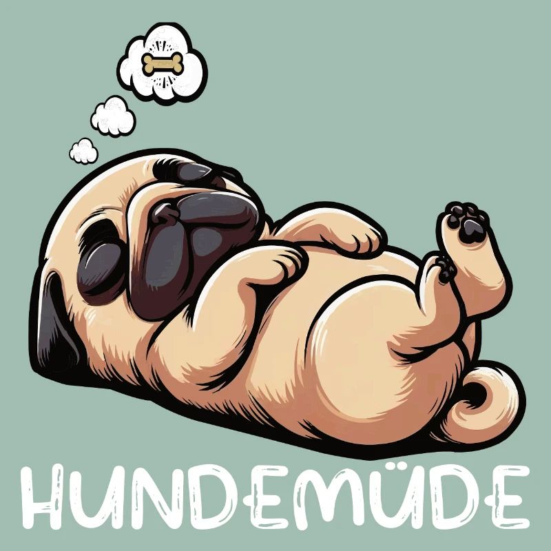 Hundemüde Mops Möpse Mopsbesitzer Mopsliebhaber 
