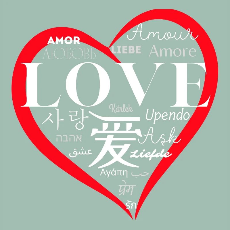 Amour mondial : conception de cœur multilingue
