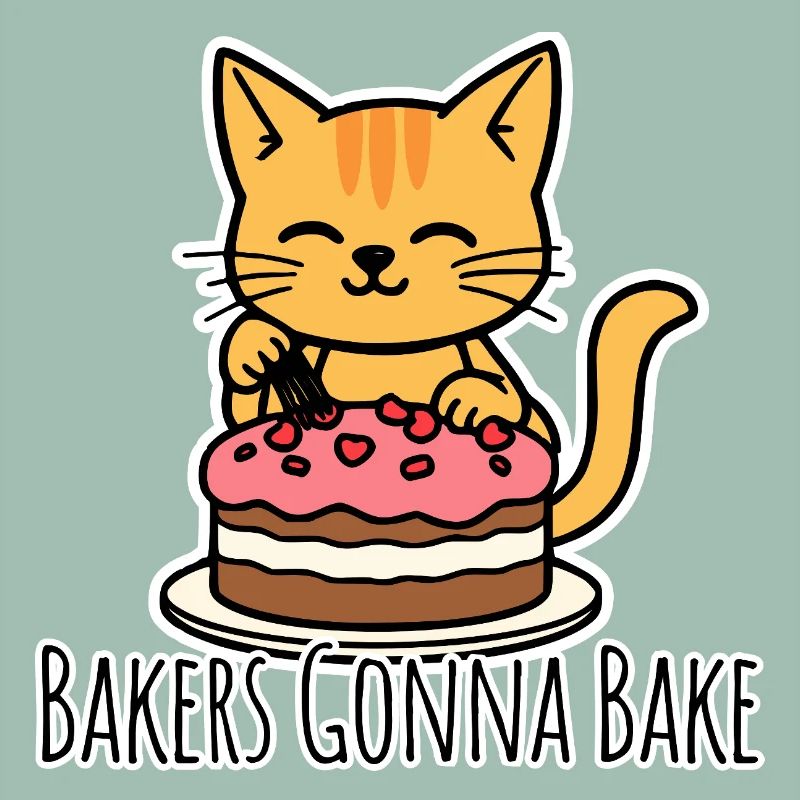 The cute baker cat bakes a cake!
