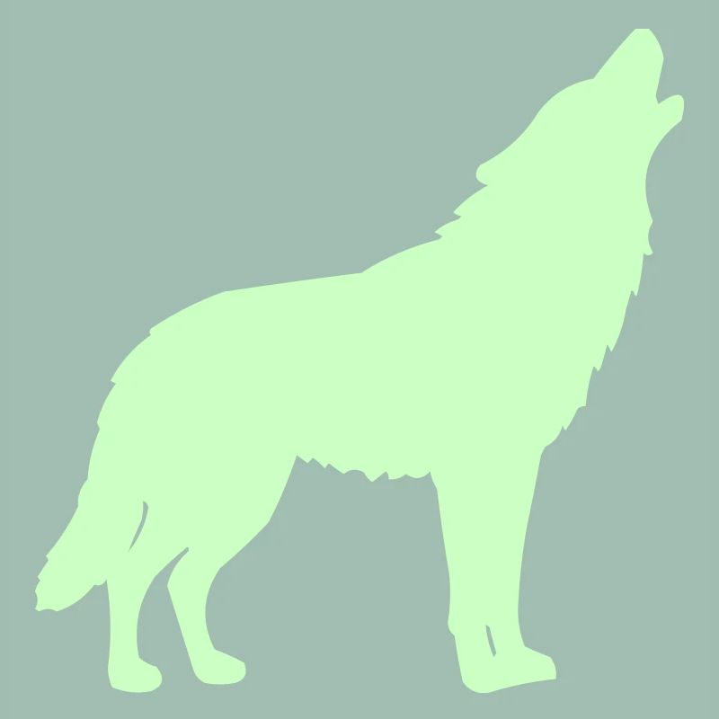 Silhouette de loup vert néon