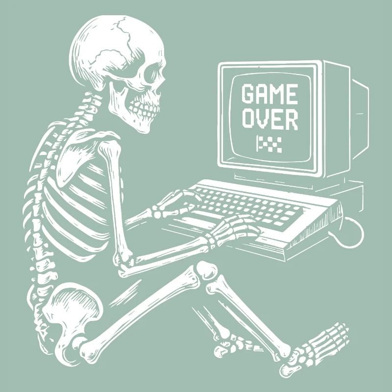 Skeleton Gamer at Console