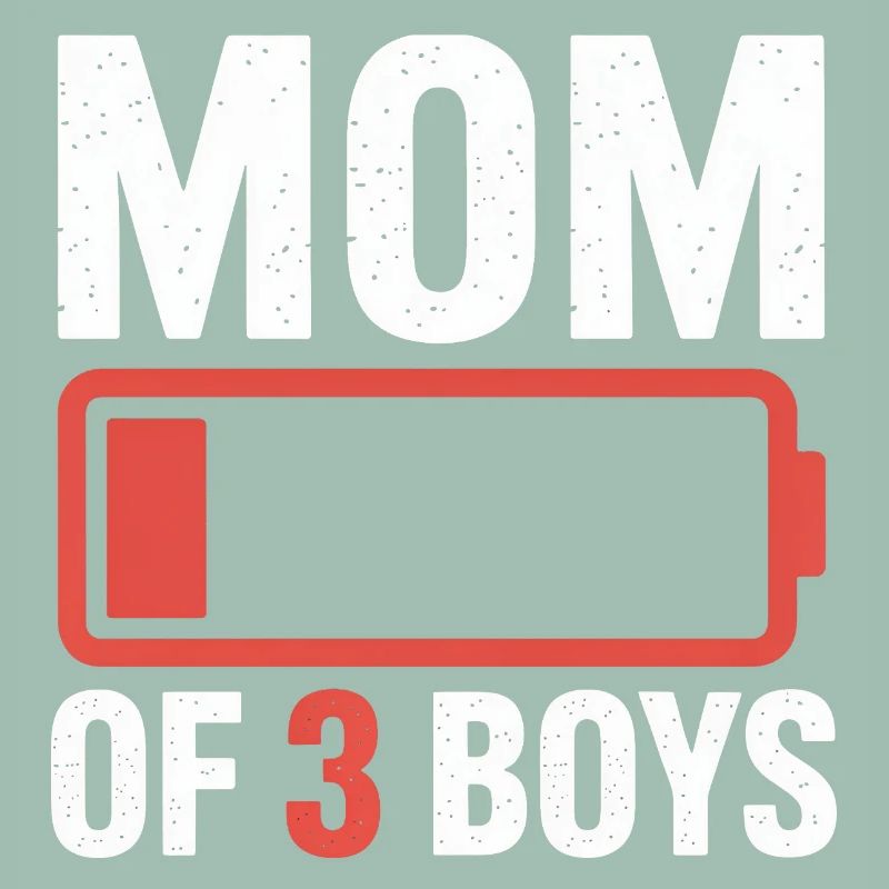 Mutter von 3 Jungs Batterie-Ikon-Tee