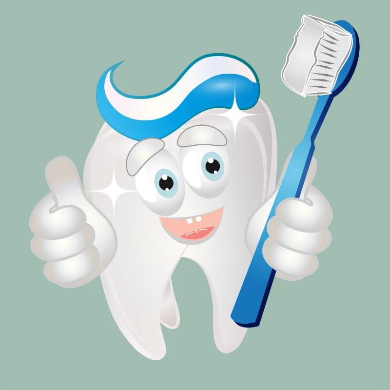 radiant white tooth with toothpaste as a comic
