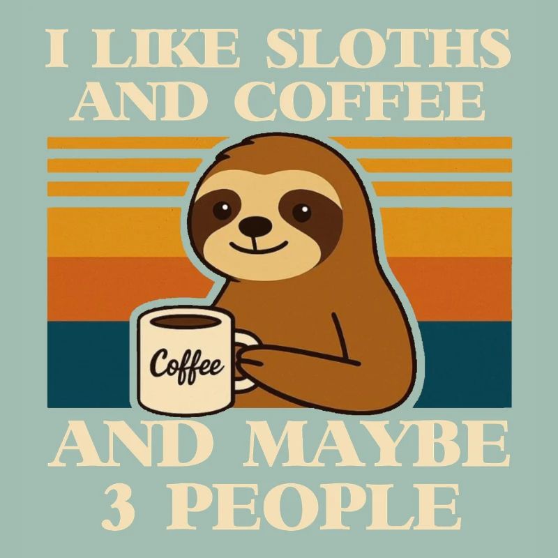 Faultier Kaffee Spruch Retro Humor Sloth Tier 