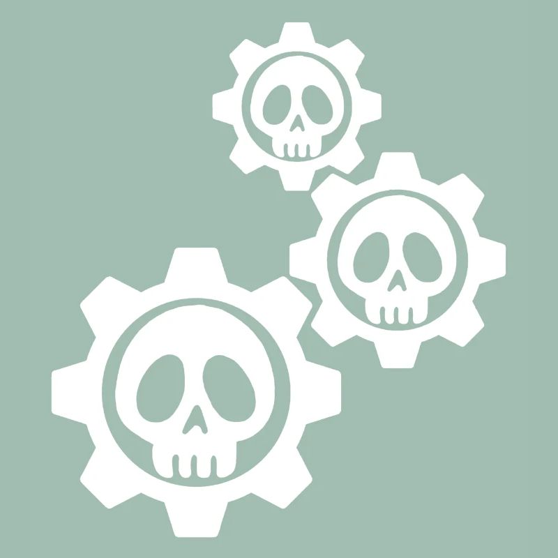 White skulls and gears