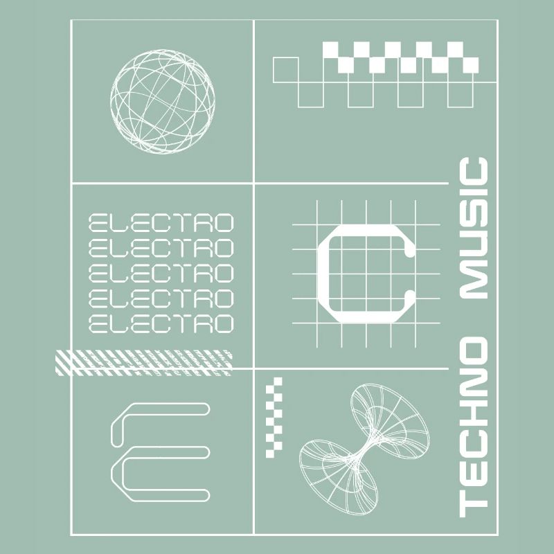 Geometric Elecotro Tech Grid Retro poster