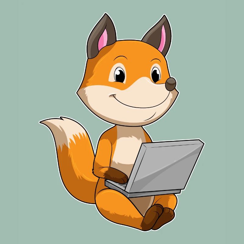 Fuchs avec ordinateur portable