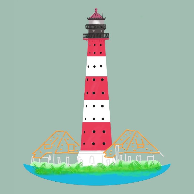 Lighthouse Westerheversand, without text, North Sea
