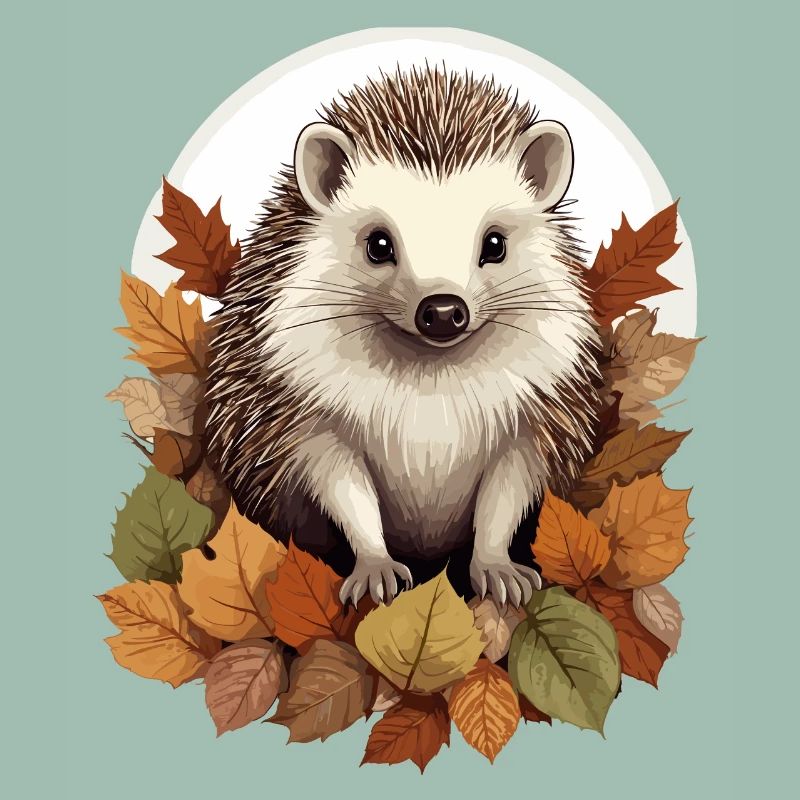 Hérisson mignon dans un tas de feuilles