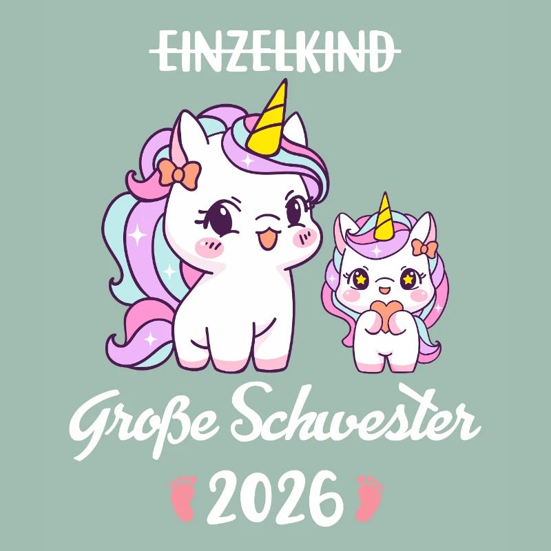 Einzelkind große Schwester 2026 Einhorn Mädchen