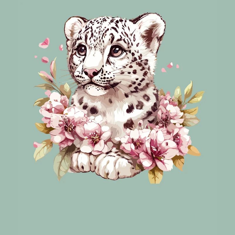 Petit léopard avec couronne de fleurs