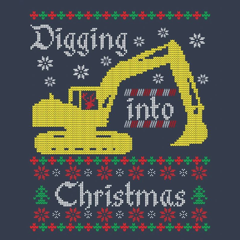 Digging into Ugly Christmas Excavator Construction Worker