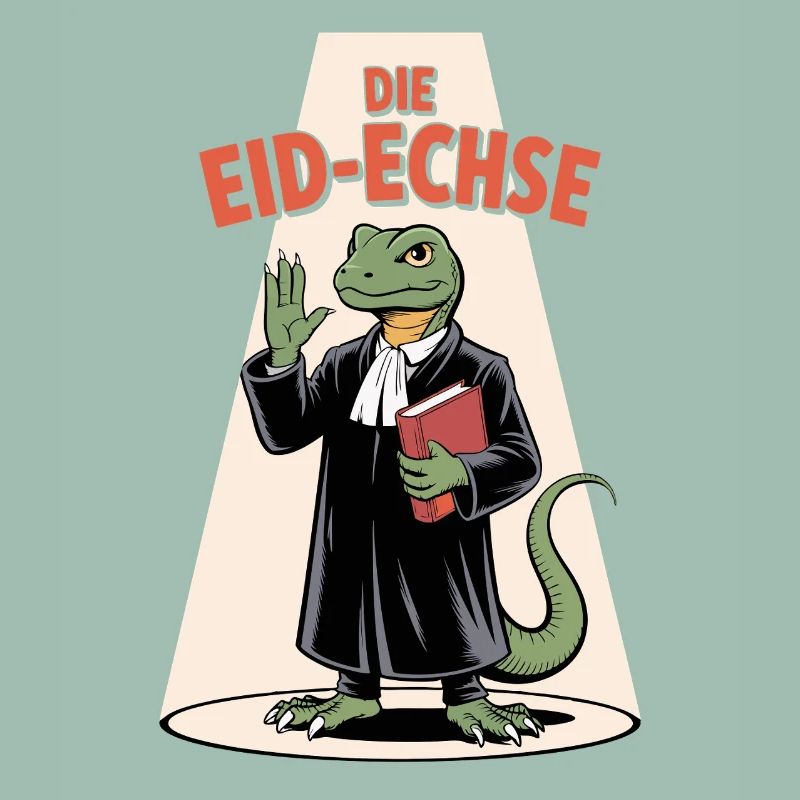 Die Eid-Echse im Richter-Look Cartoon