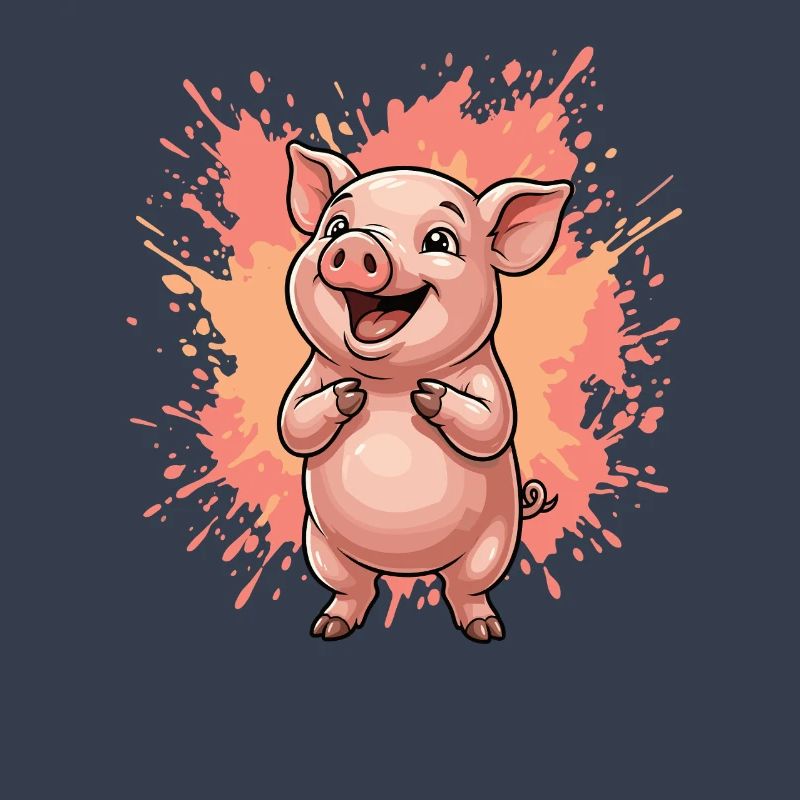 Cochon rieur avec éclaboussures de couleur