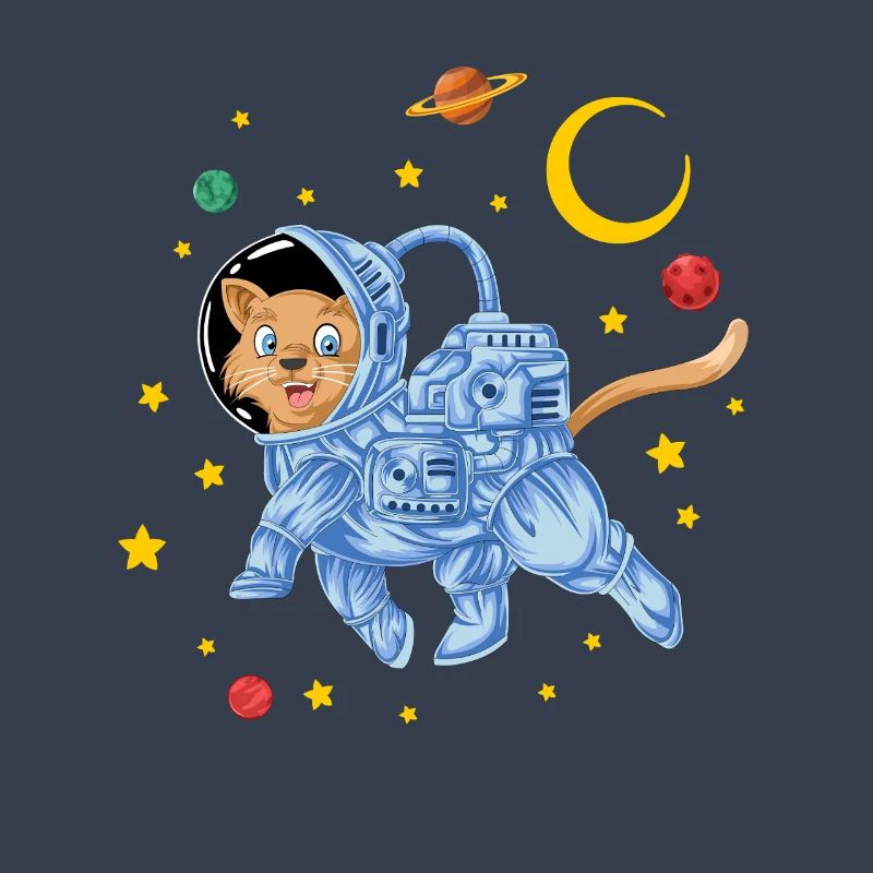 Astronaute chat de l’espace flottant dans des étoiles galactiques