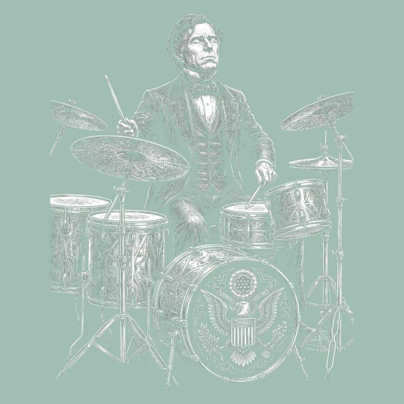 Franklin Pierce plays drums