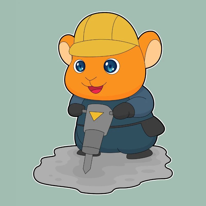 Hamster Construction Worker Jackhammer Construction Site