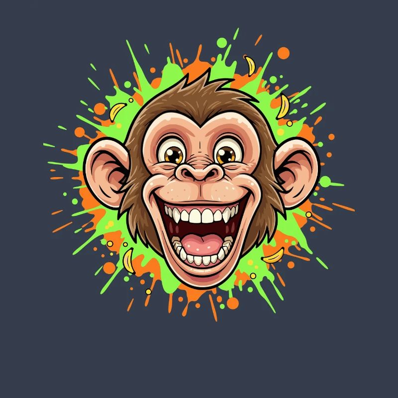 Lachender Affe Neon Splash