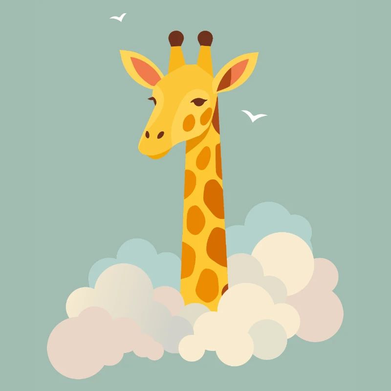 Douce girafe au-dessus des nuages – Motif onirique
