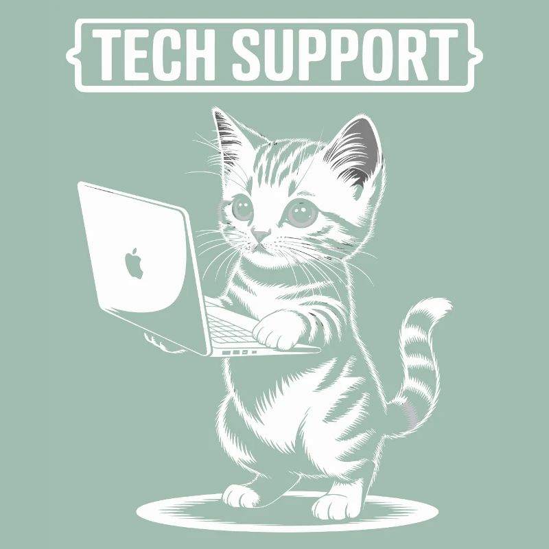 Support technique amusant, chat mignon, informatique ironique