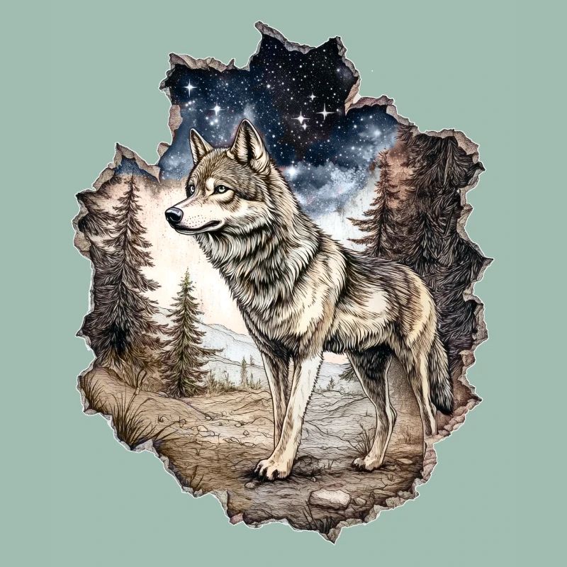 Wolf Starry Sky