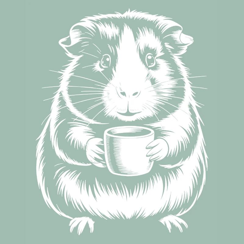 Coffee Drinking Guinea Pig Silhouette