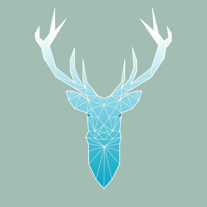 Deer head in triangle design (light blue)