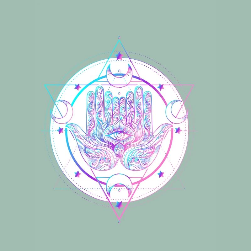 Mystische Astralhand mit Augendesign