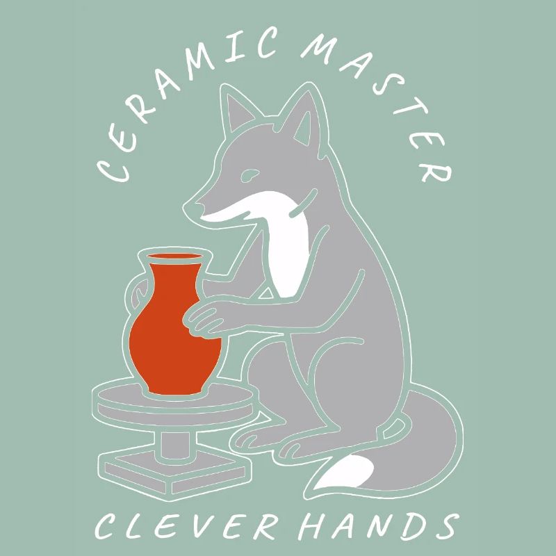 Ceramic Master Fox on Pottery Wheel