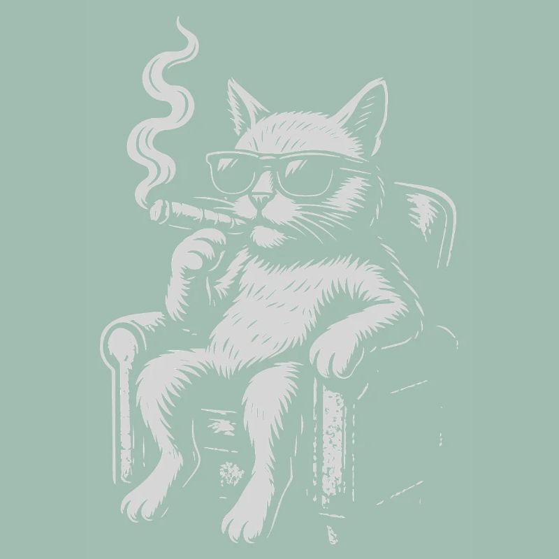 Coole Katzenliege mit Zigarre