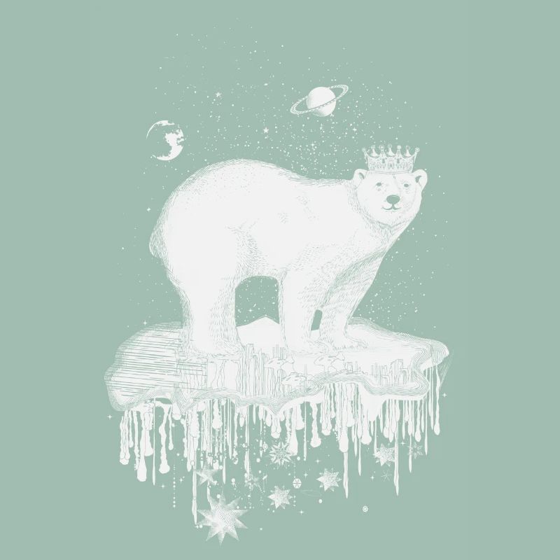 Polar bear with crown on ice floe