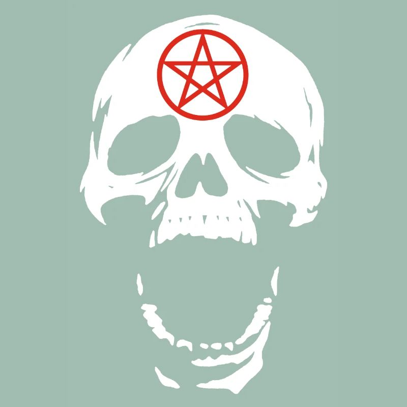 White skull and red pentagram