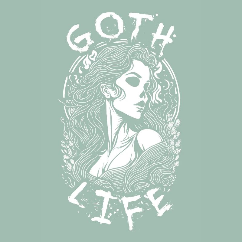 Gothic Porträt eines Mädchens mit Totenkopf