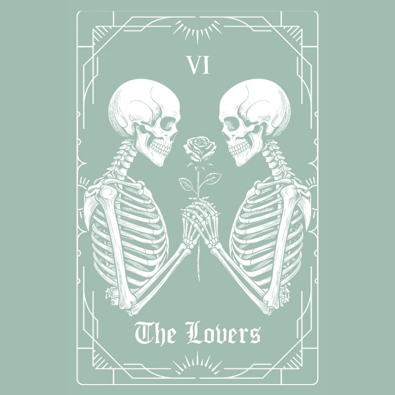 Die Liebenden — Spooky Tarot Skeleton Goth