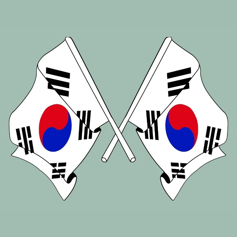 Deux drapeaux croisés de la Corée du Sud