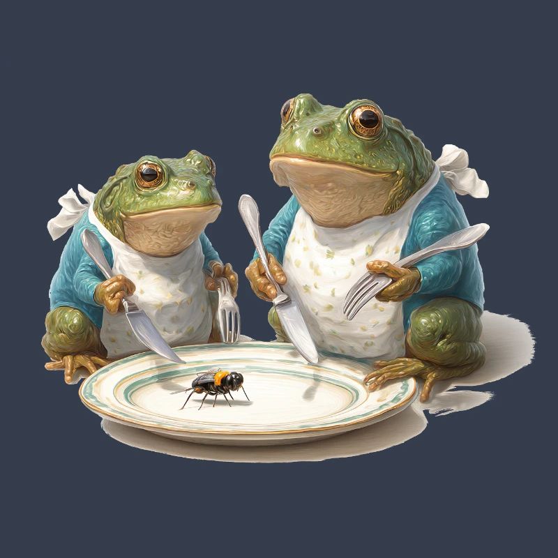 Dîner de grenouille : Mouche dans une assiette