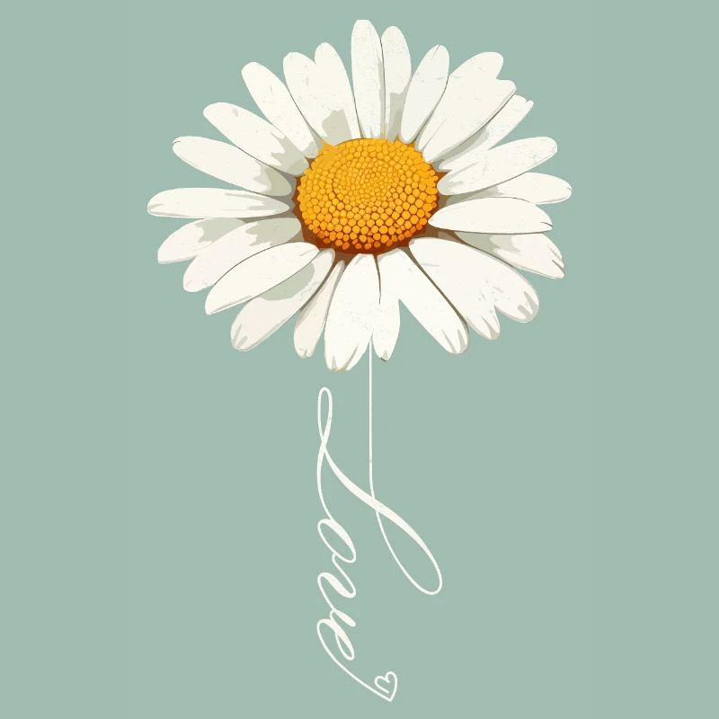 Fleur de marguerite avec script d’amour
