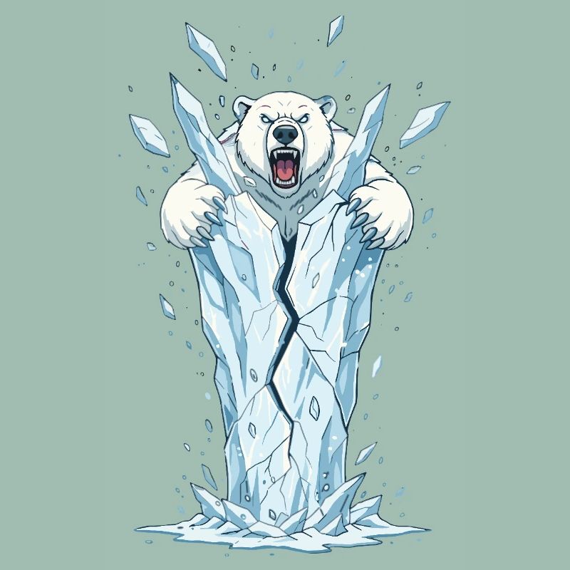 Eisbär bricht Eisblock