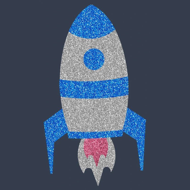 Fusée spatiale pailletée argent bleue
