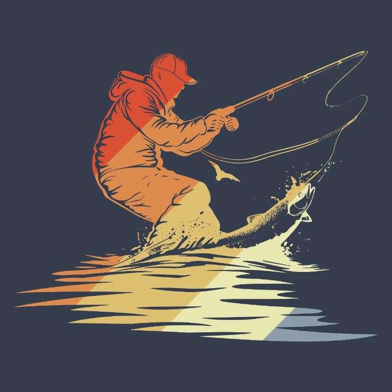 Pêche Graphique Style Rétro
