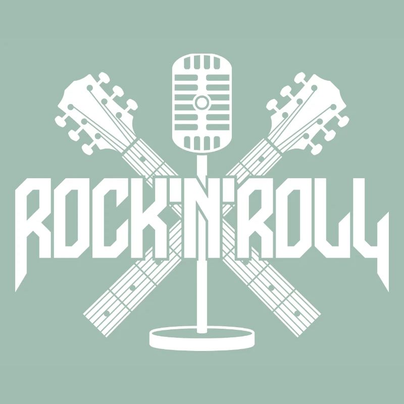 Rock 'N' Roll Logo with Guitars and Microphone