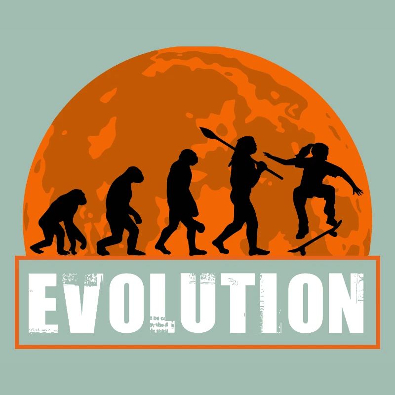 Skateboard Evolution Retro Sunset Skater