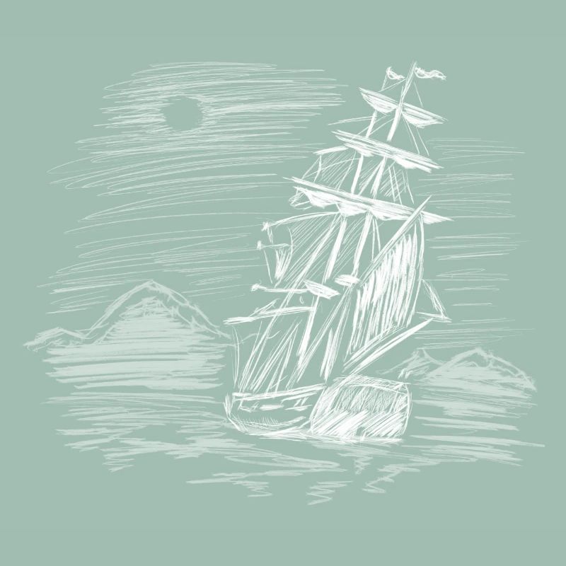 Sailing ship on course
