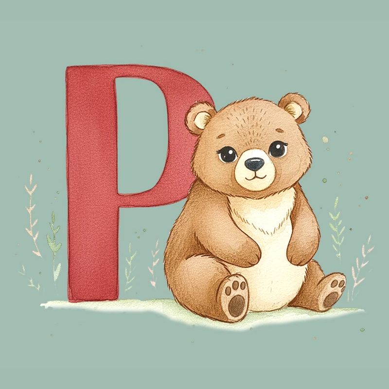 Bear with letter P